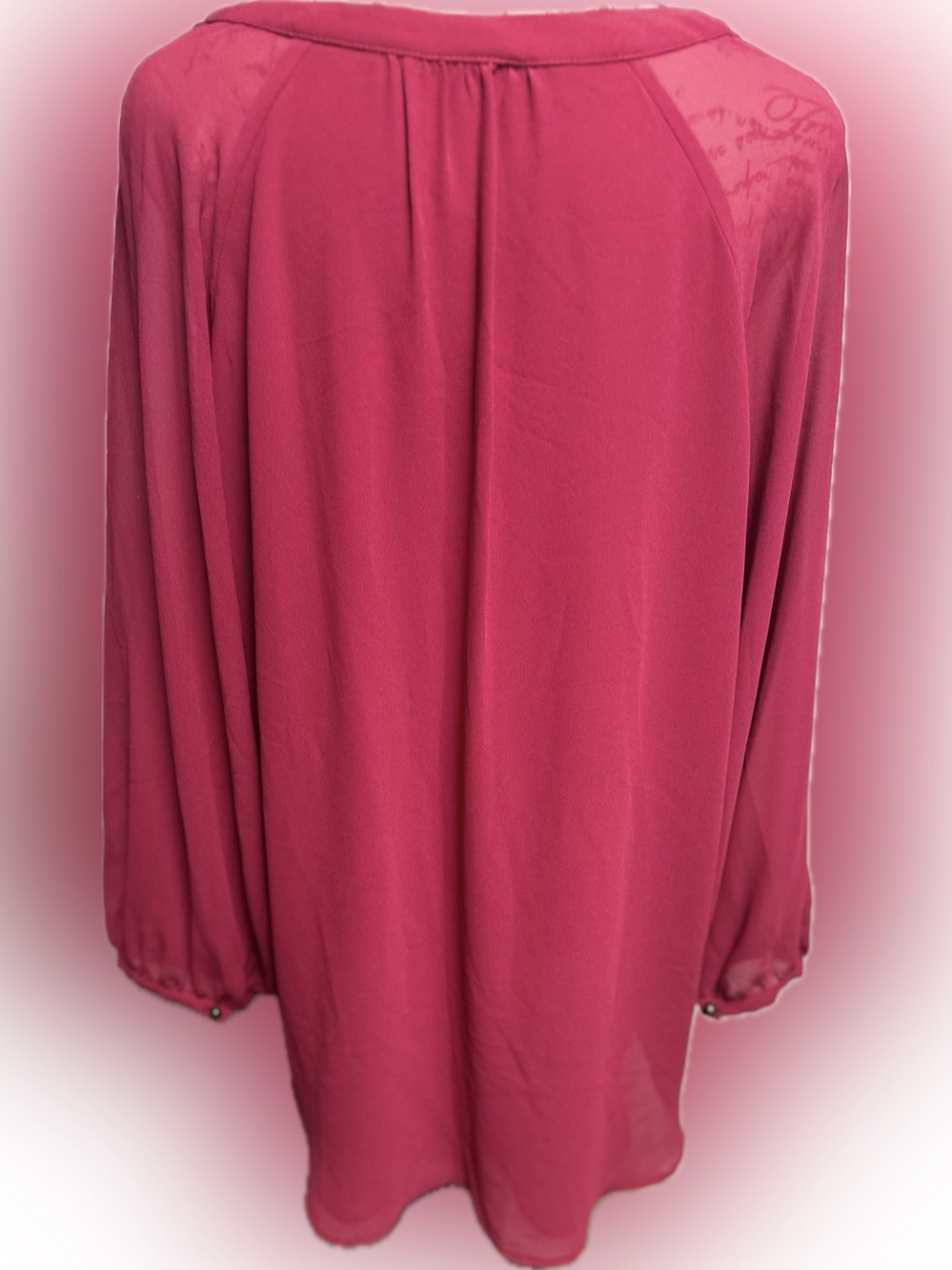 Naked Zebra Magenta V-Neck Button Front Blouse - Picture 3 of 7